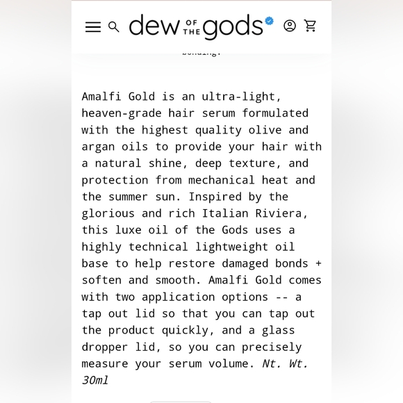 DEW OF THE GODS Amalfi Gold Hair Serum - Picture 4 of 13